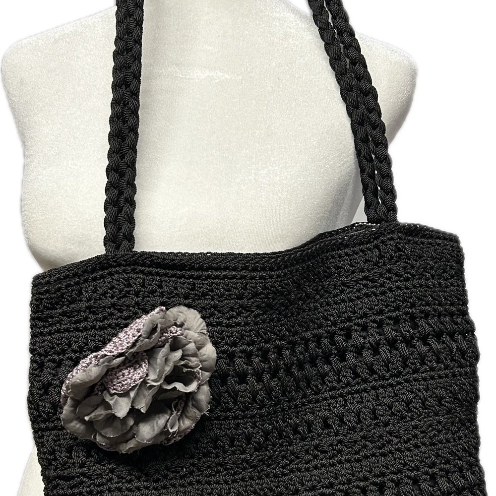 Lina Black Crochet with Flower Detail